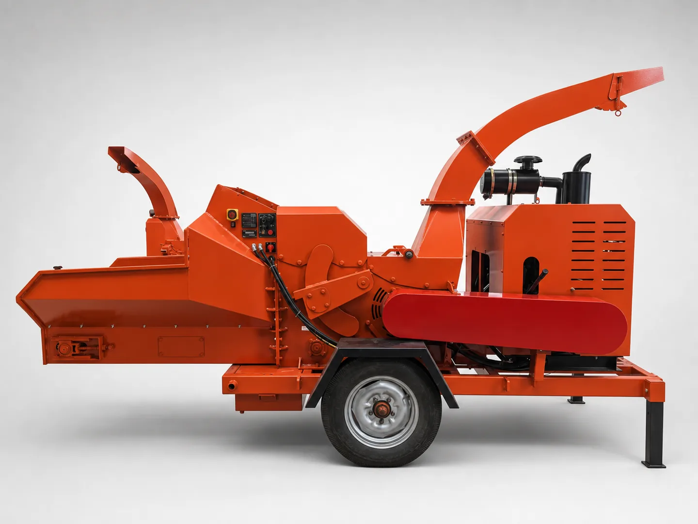 Towable wood chipper model, side view