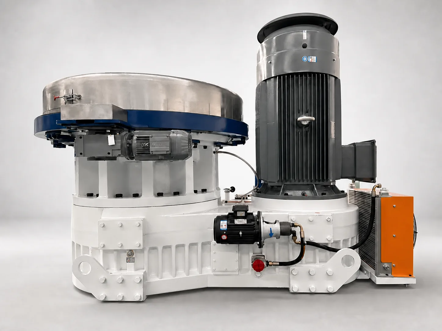 Wood pellet machine, side view